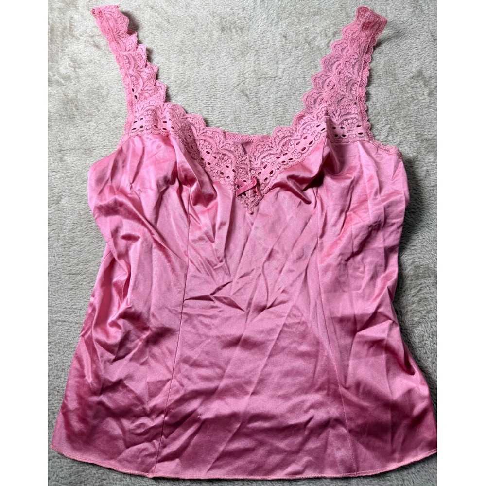 Olga Pink Lace Slip Top VTG Coquette Feminine Romantic Med Balletcore Girlie